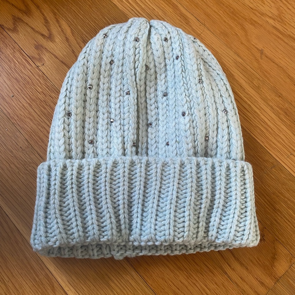 LOFT NWT Crystal Sparkle Ribbed Beanie - Mint